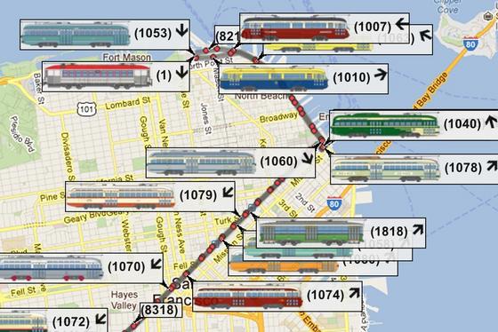 NextBus Map screenshot with Car 1 033112v2.jpg